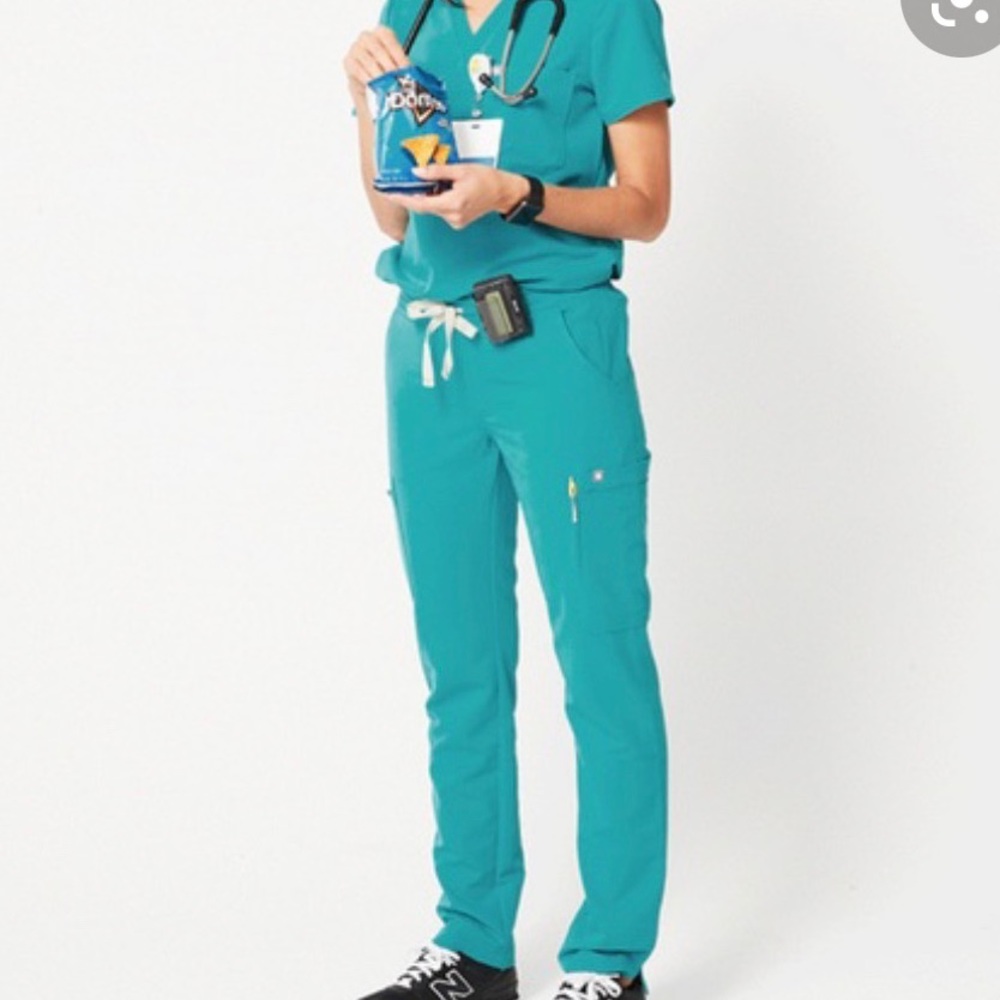Womens Teal Figs scrub set